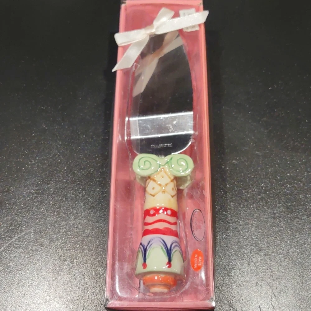 Ceramic, whimsical, stainless steel cake server